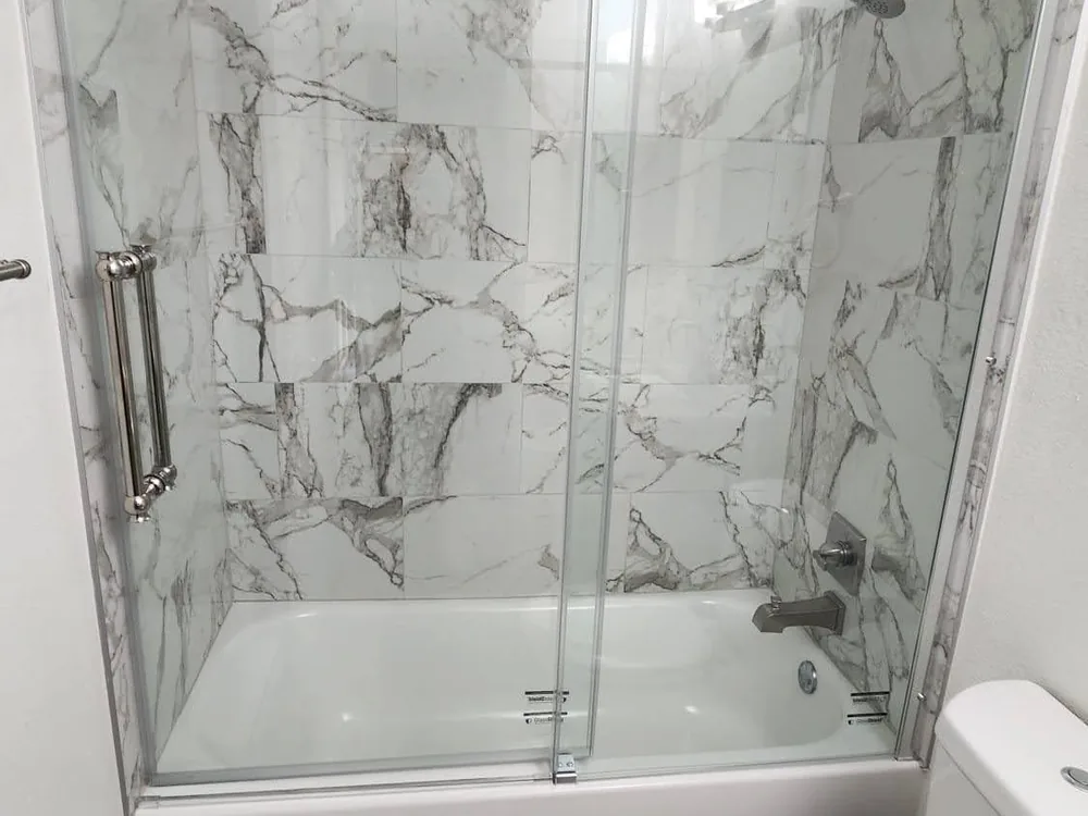 Tile tub and shower after remodeling at Orofino Condominiums in Dillon
