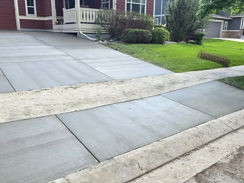 Wide finished view of a new driveway in Eagle